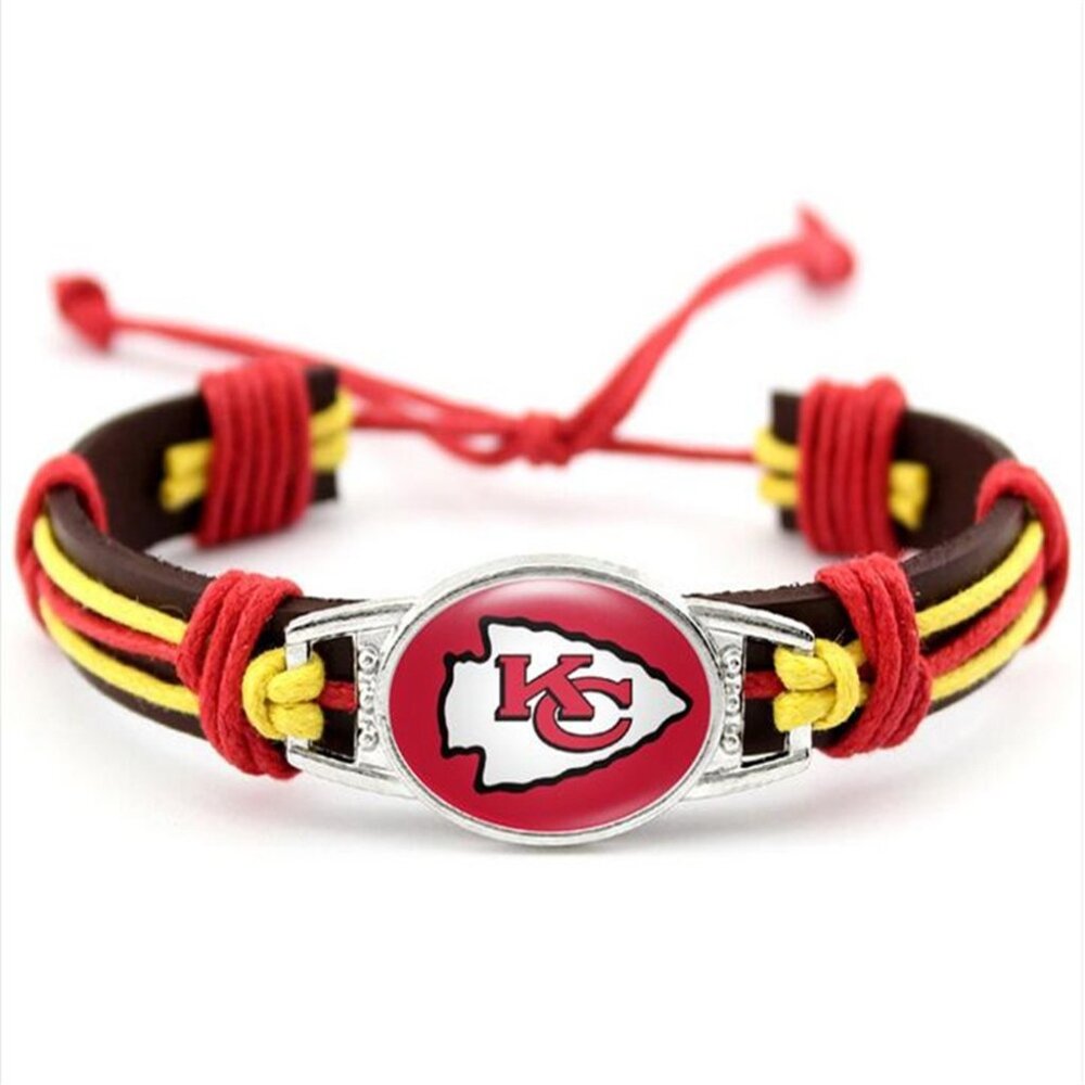 Kansas City Chiefs Leather Bracelet - Handcrafted Football Fan Jewelry